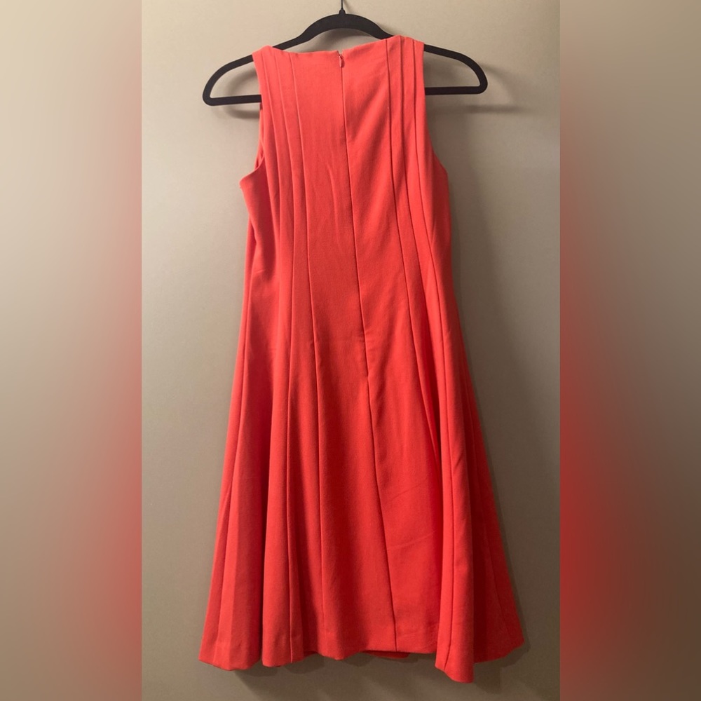 Banana Republic Factory A-Line High Neck Sleeveless: Red Solid Dress 2 - Picture 3 of 7